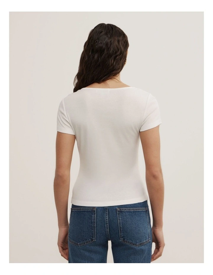 Twist Front T-shirt in Fresh White image 5