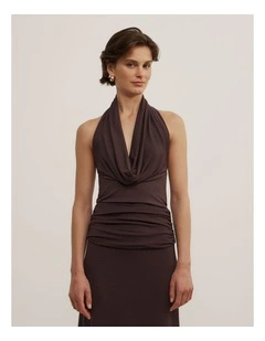 Cowl Halter Top in Espresso