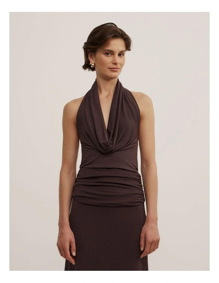 Cowl Halter Top in Espresso image 1