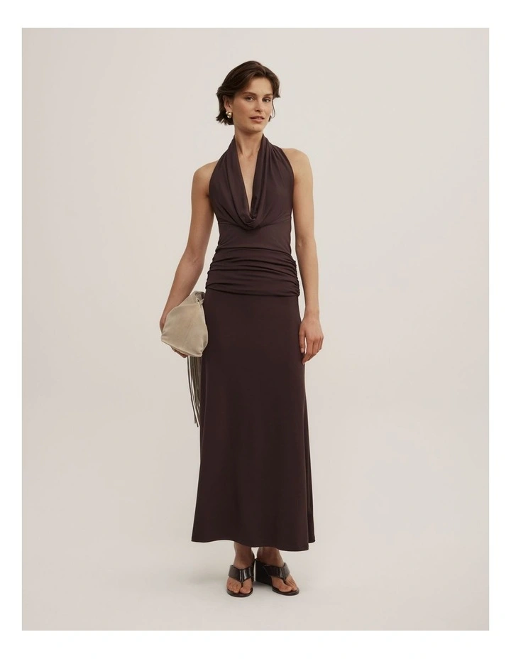 Cowl Halter Top in Espresso image 2