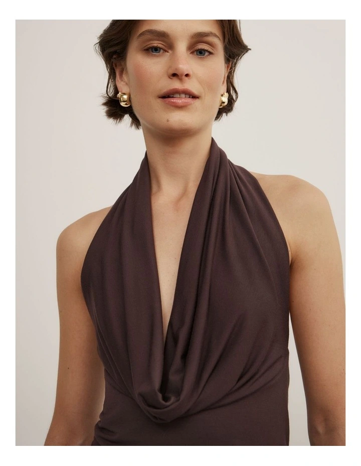 Cowl Halter Top in Espresso image 3
