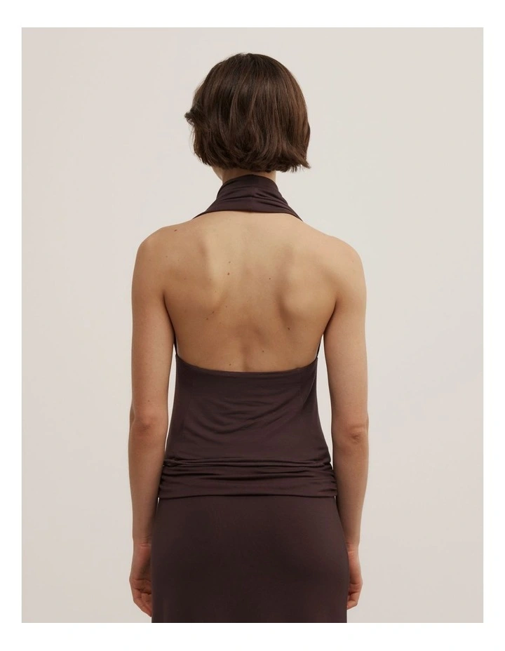 Cowl Halter Top in Espresso image 4