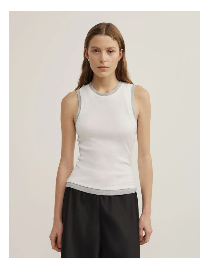 Double Trim Tank in White Multi image 1