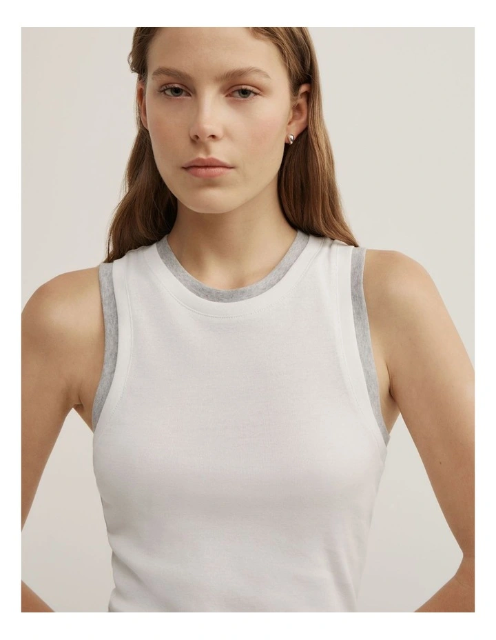 Double Trim Tank in White Multi image 3