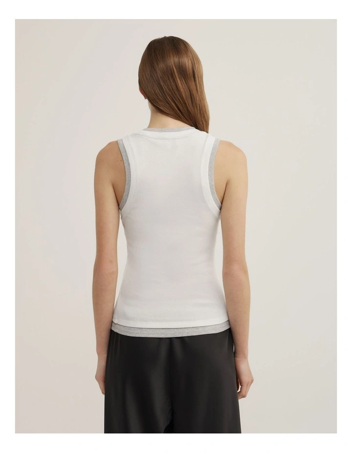 Double Trim Tank in White Multi image 4