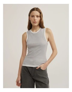 Double Trim Tank in Grey Multi
