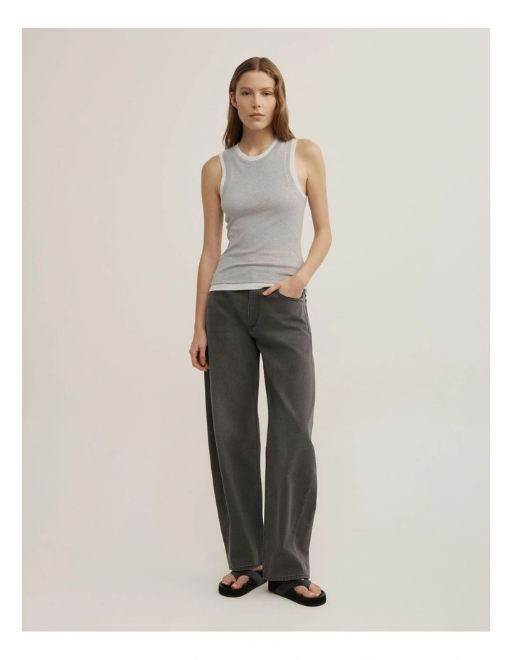Double Trim Tank in Grey Multi image 2