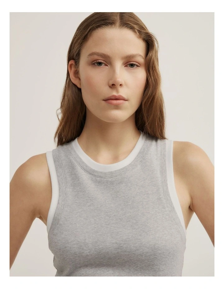 Double Trim Tank in Grey Multi image 3