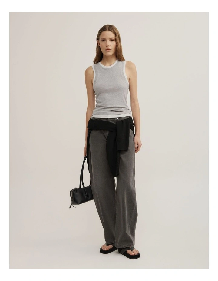 Double Trim Tank in Grey Multi image 4