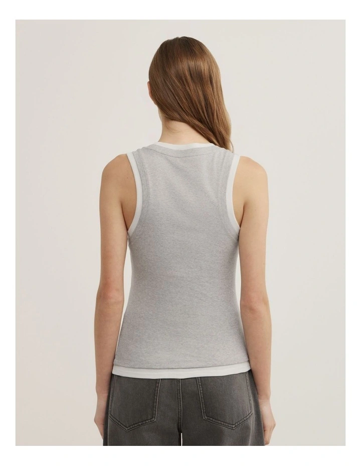 Double Trim Tank in Grey Multi image 5