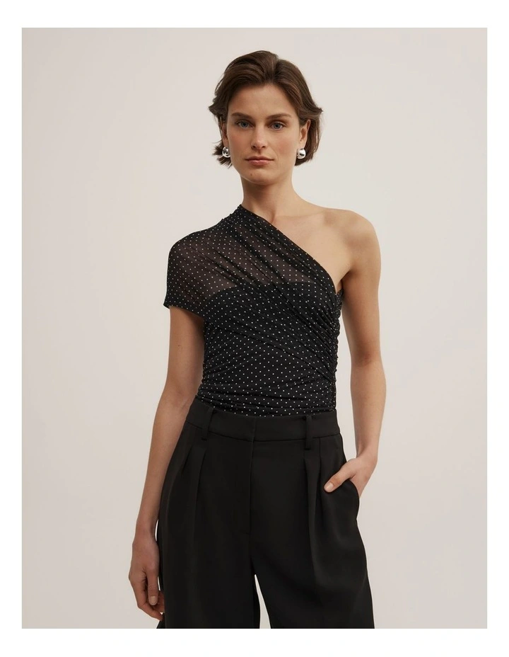 Mesh Overlay Top in Black Spot image 1