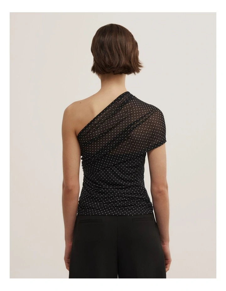 Mesh Overlay Top in Black Spot image 4