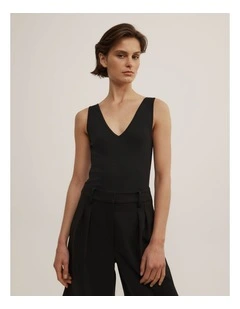 Refined V-neck Tank in Black