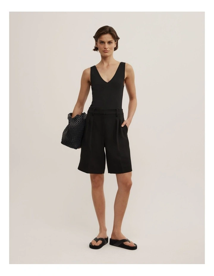 Refined V-neck Tank in Black image 2