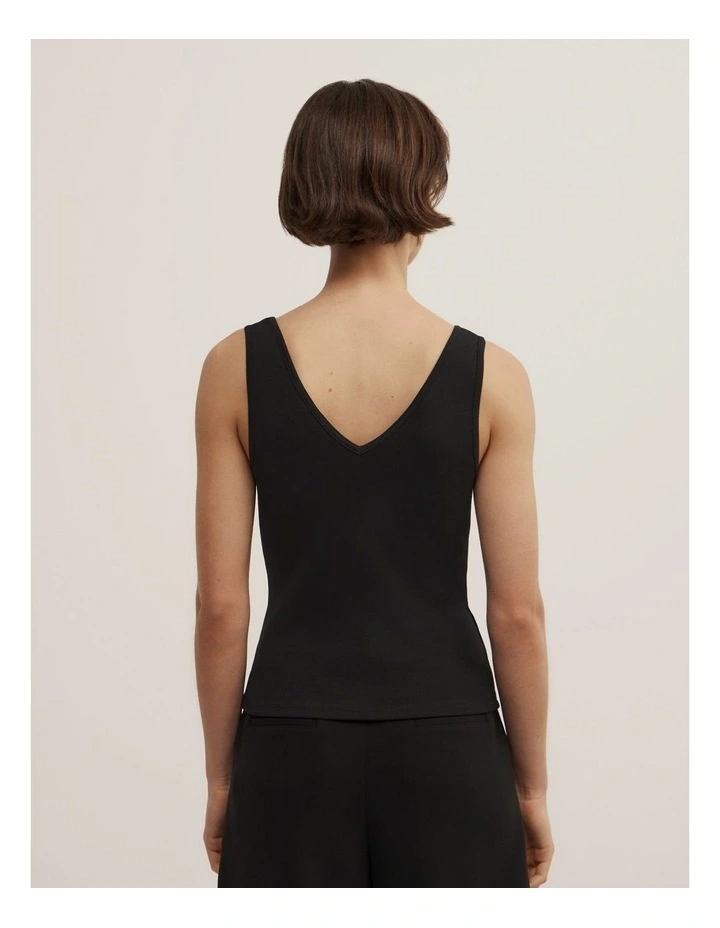 Refined V-neck Tank in Black image 4