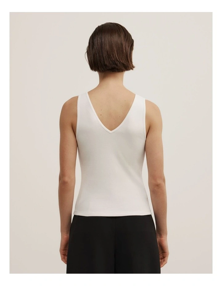 Refined V-neck Tank in Fresh White image 5