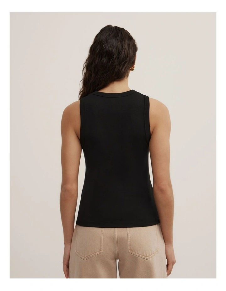 High V-neck Tank in Black image 2
