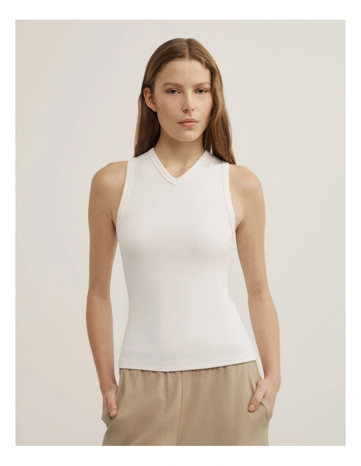 High V-neck Tank in Fresh White image 1