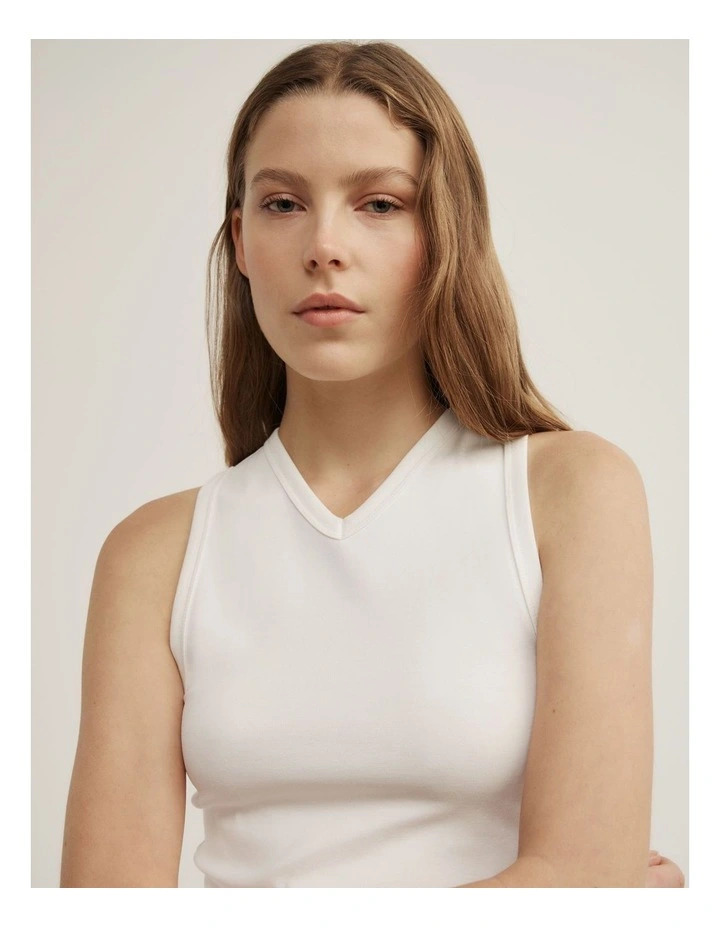 High V-neck Tank in Fresh White image 3