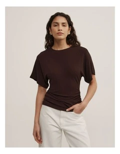 Batwing Gather T-shirt in Espresso