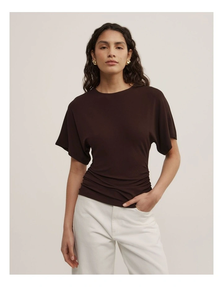 Batwing Gather T-shirt in Espresso image 1
