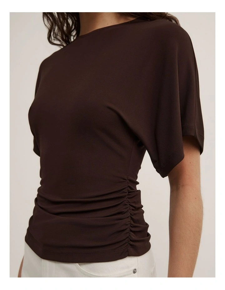 Batwing Gather T-shirt in Espresso image 3