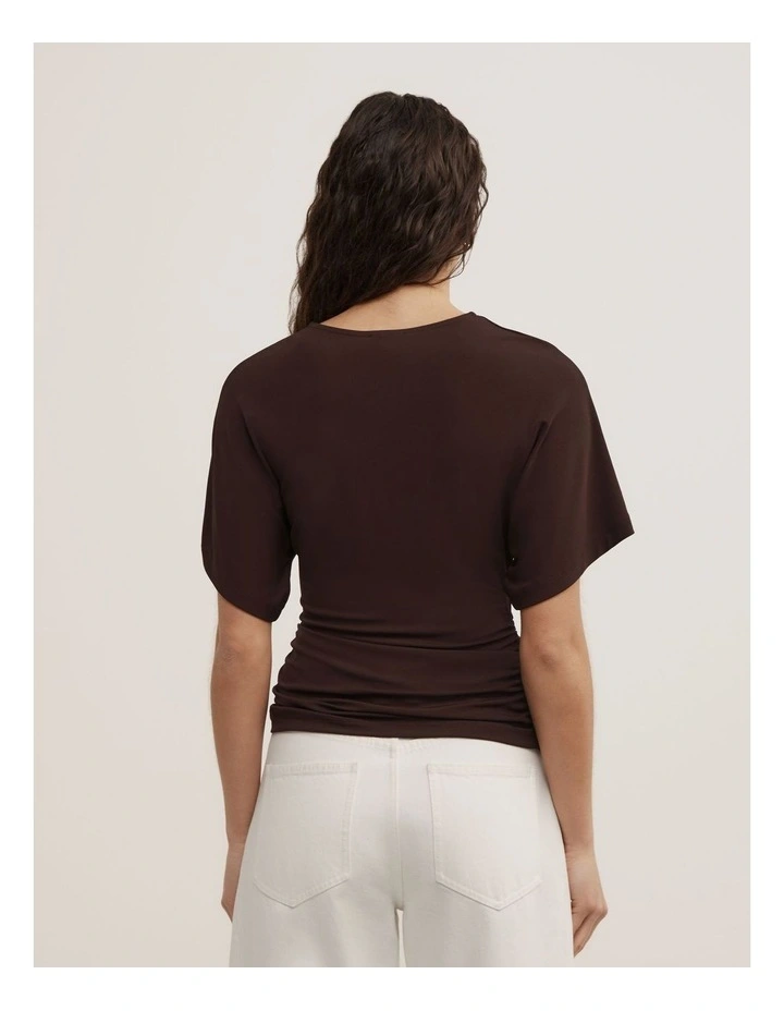 Batwing Gather T-shirt in Espresso image 4