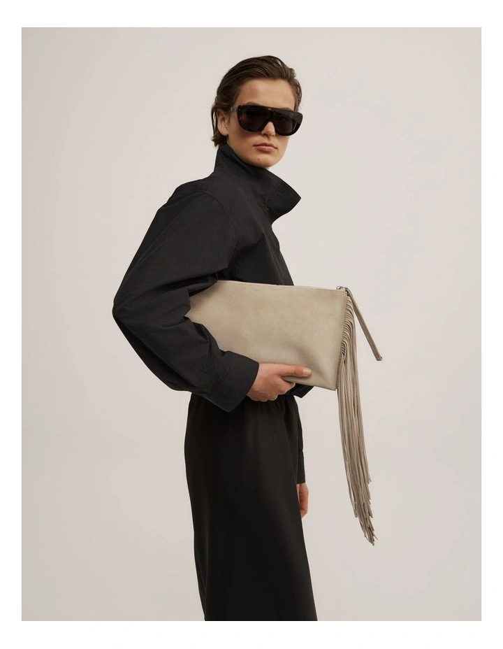 Dakota Leather Clutch in Sand image 2