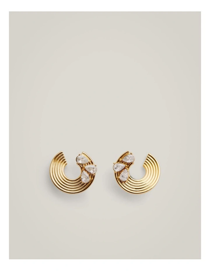 Zinnia Hoop Earrings in Satin Gold image 1