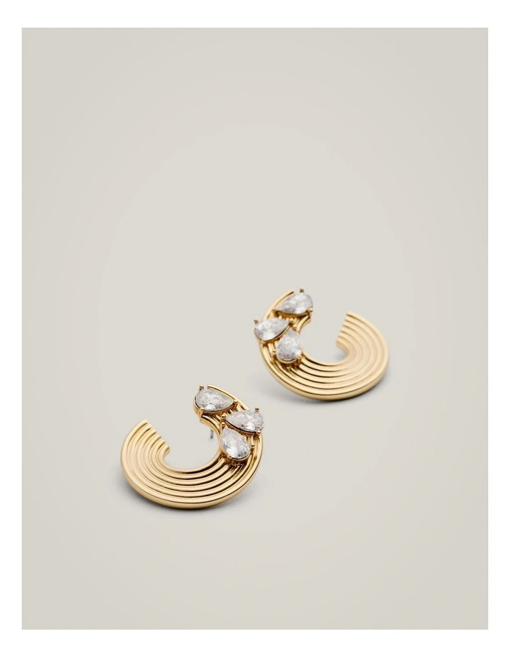 Zinnia Hoop Earrings in Satin Gold image 4