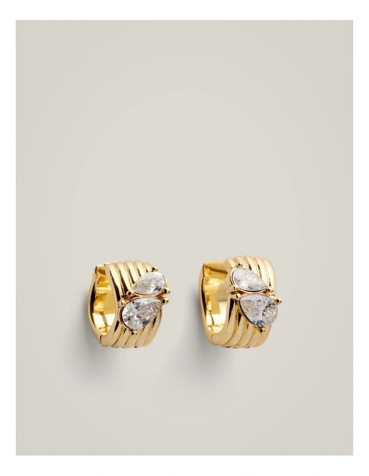 Zinnia Huggie Earrings in Gold image 1