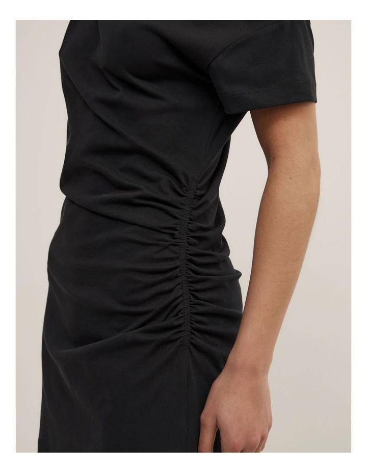 Asymmetric T-shirt Dress in Black image 3