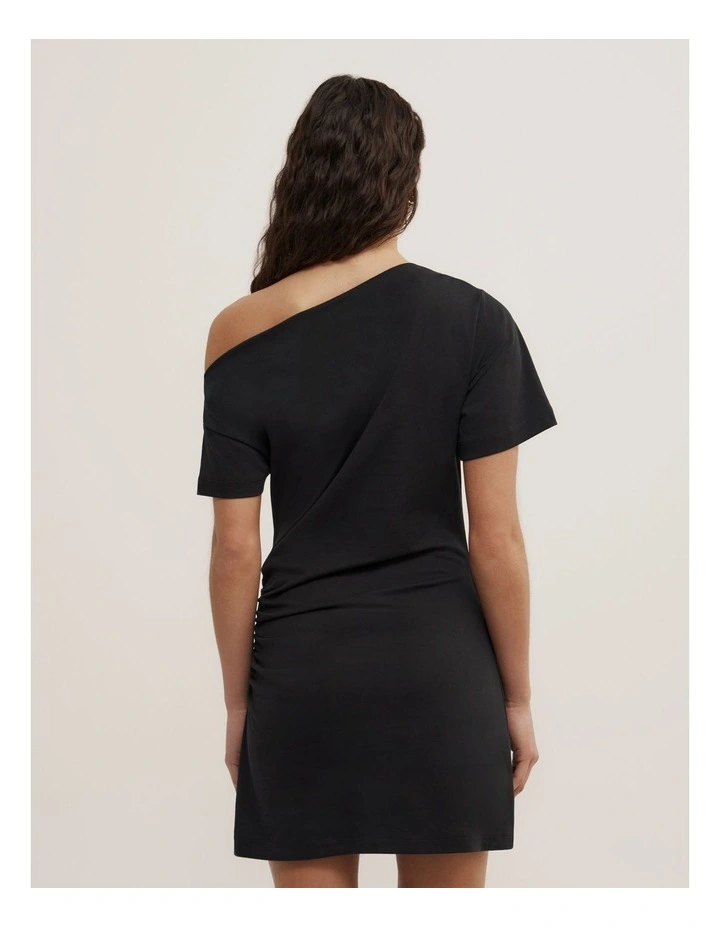 Asymmetric T-shirt Dress in Black image 4