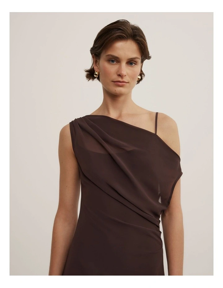 Soft Asymmetric Dress in Espresso image 3