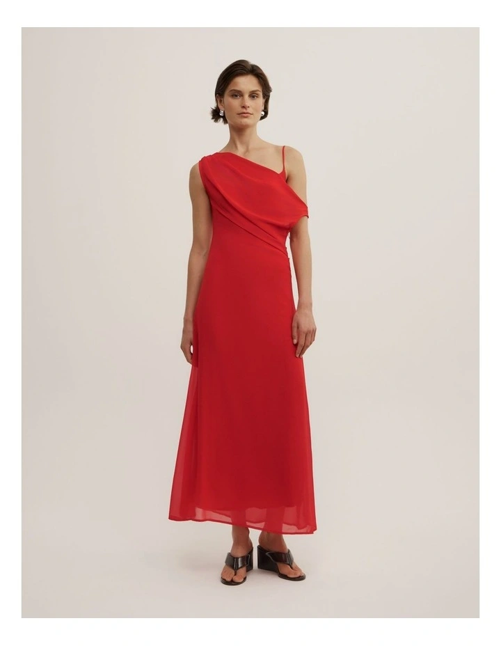 Soft Asymmetric Dress in Scarlet image 1