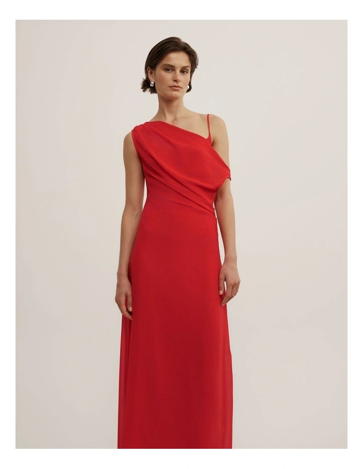 Soft Asymmetric Dress in Scarlet image 2