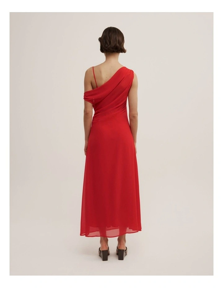 Soft Asymmetric Dress in Scarlet image 4