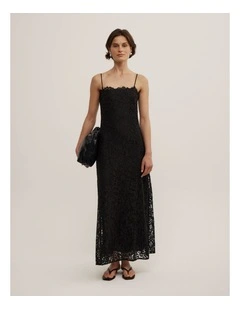Lace Panel Dress in Black