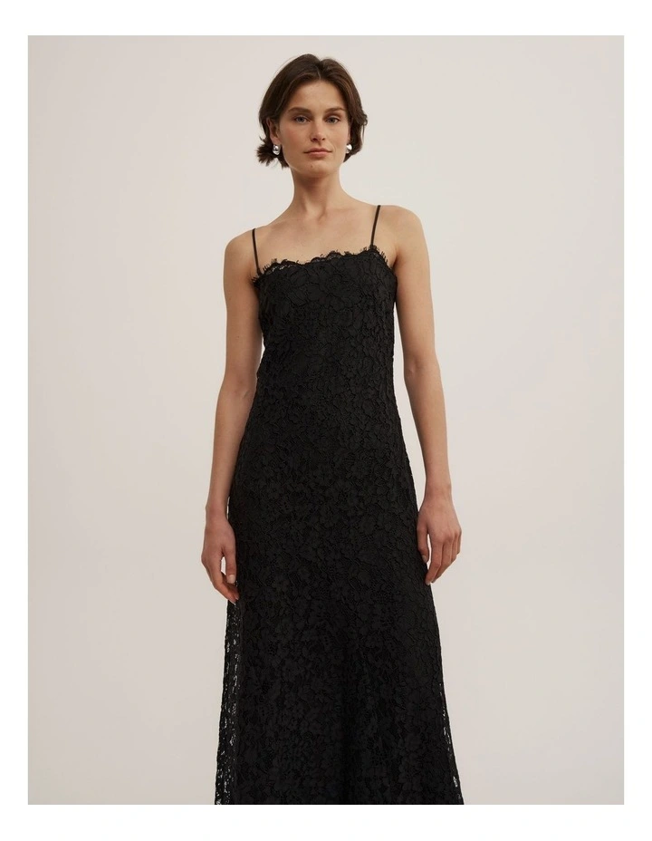Lace Panel Dress in Black image 2
