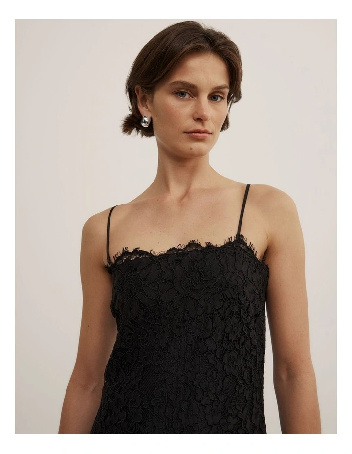 Lace Panel Dress in Black image 3