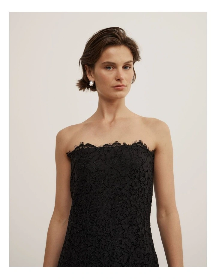 Lace Panel Dress in Black image 4