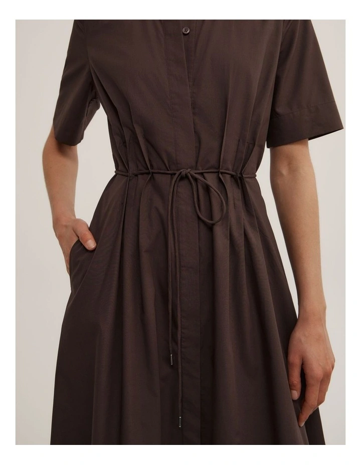 Drawstring Shirt Dress in Espresso image 3