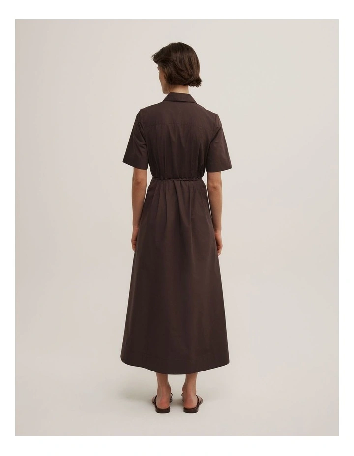 Drawstring Shirt Dress in Espresso image 4