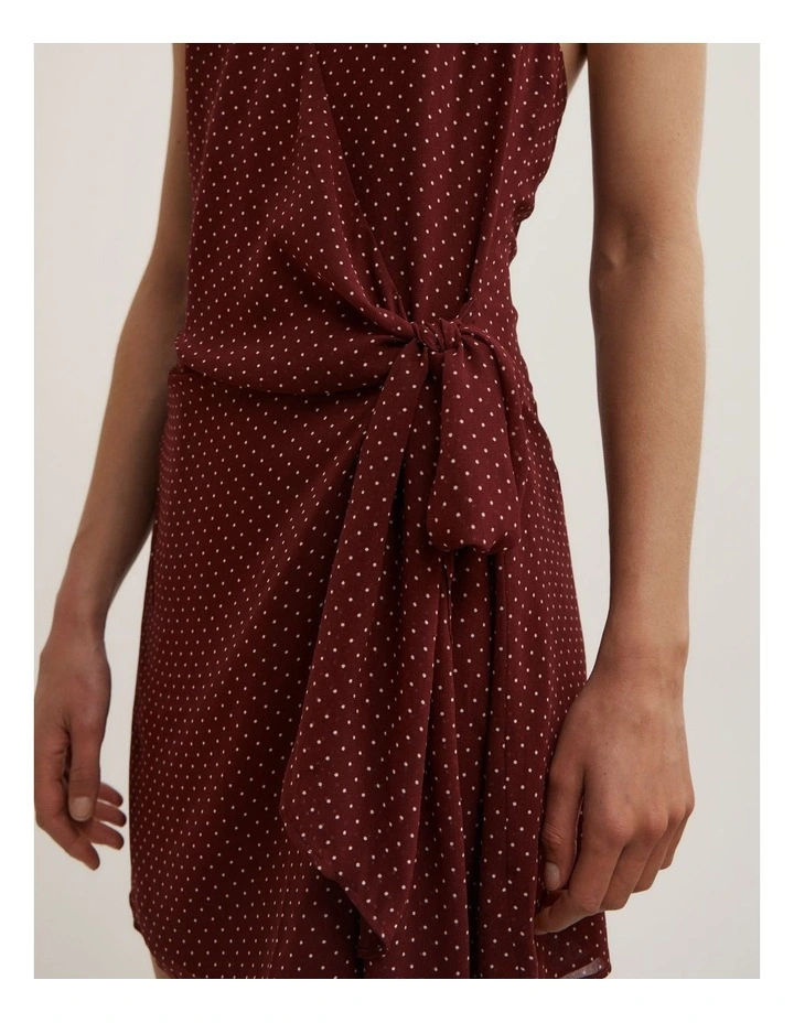 Wrap Halter Mini Dress in Rust Spot image 3