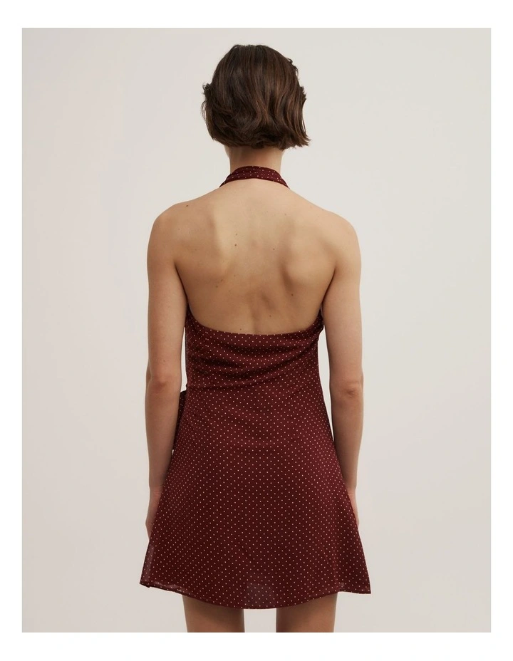 Wrap Halter Mini Dress in Rust Spot image 4