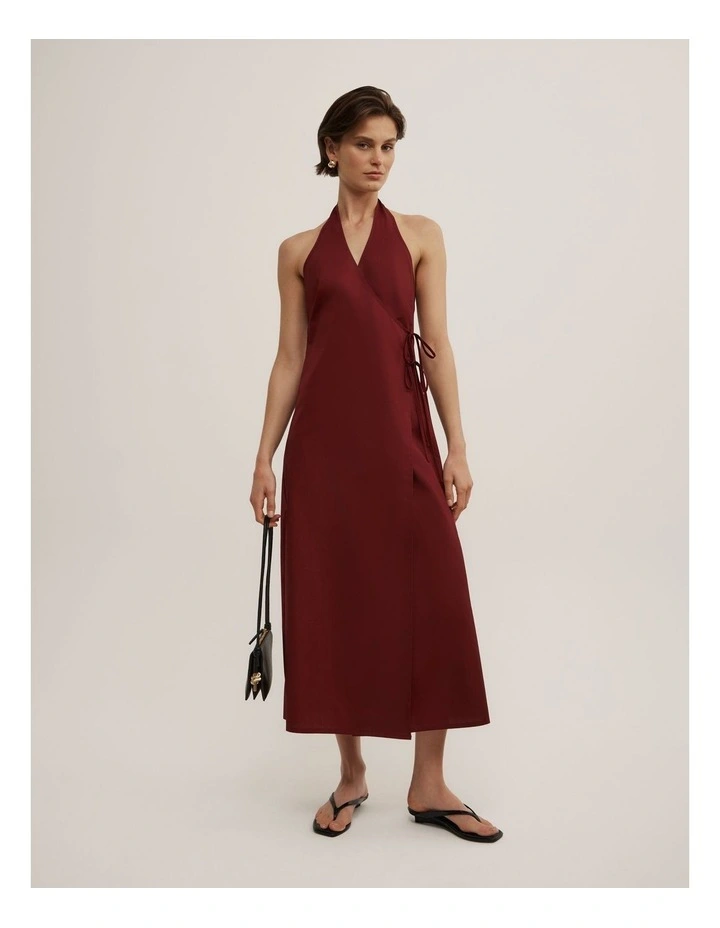 Halter Wrap Dress in Rust image 1