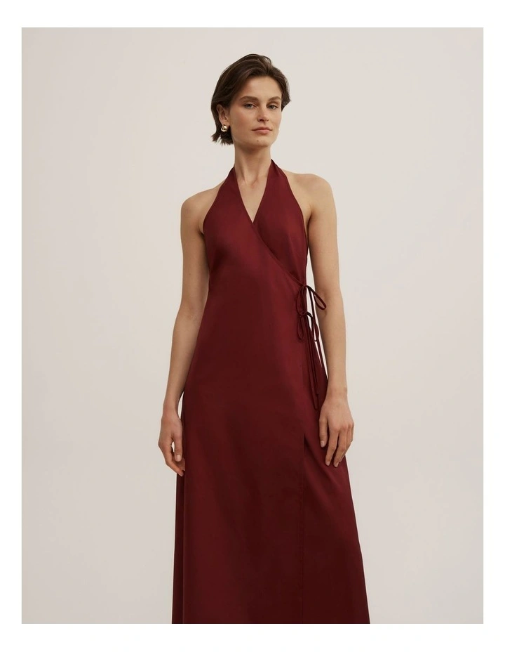 Halter Wrap Dress in Rust image 2
