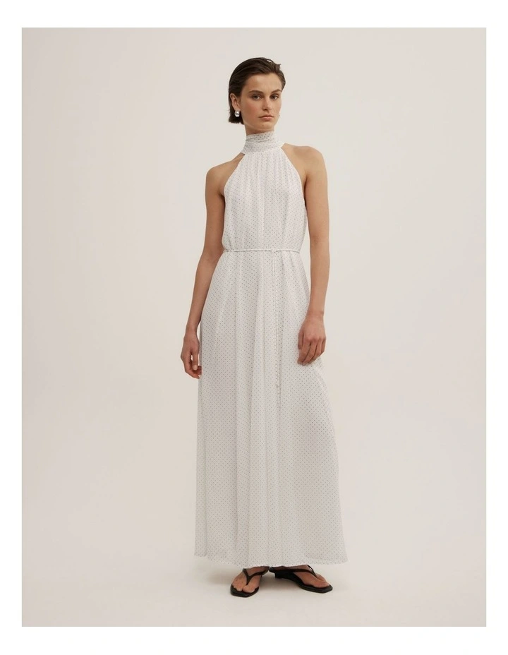 Maxi Halter Dress in White Spot image 1