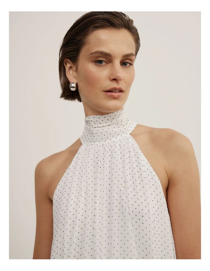 Maxi Halter Dress in White Spot image 3