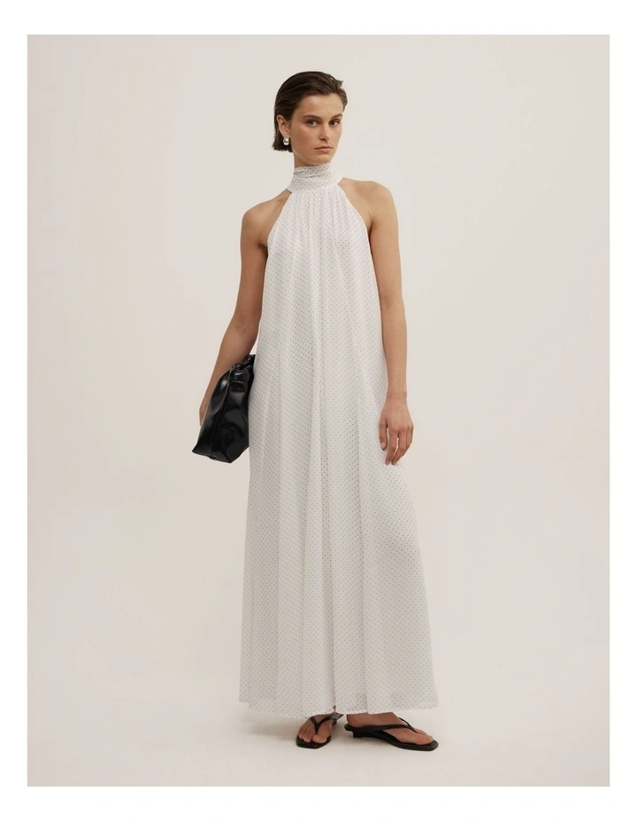 Maxi Halter Dress in White Spot image 4